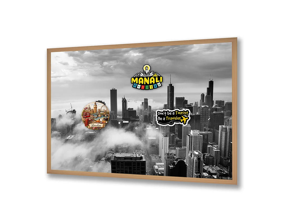 Metall Magnetboard mit hochwertigem New York Skyline Boven Der Wolken Design