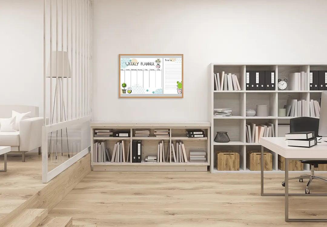 Metall Magnetboard mit hochwertigem Wochenplaner Mit Schattige Cactussen Design