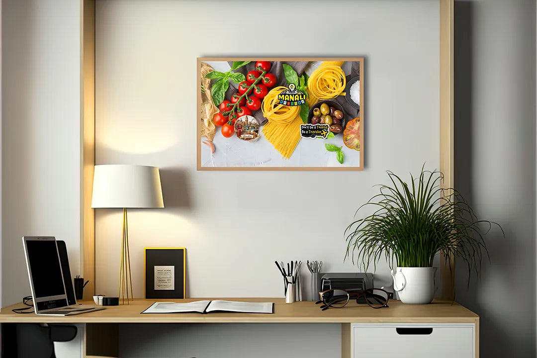 Metall Magnetboard mit hochwertigem Pasta Ingrediënten Und Tomaten Design