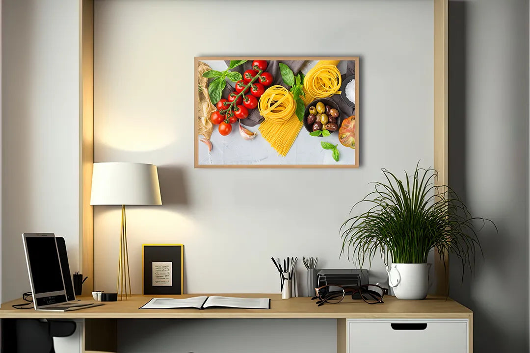 Metall Magnetboard mit hochwertigem Pasta Ingrediënten Und Tomaten Design