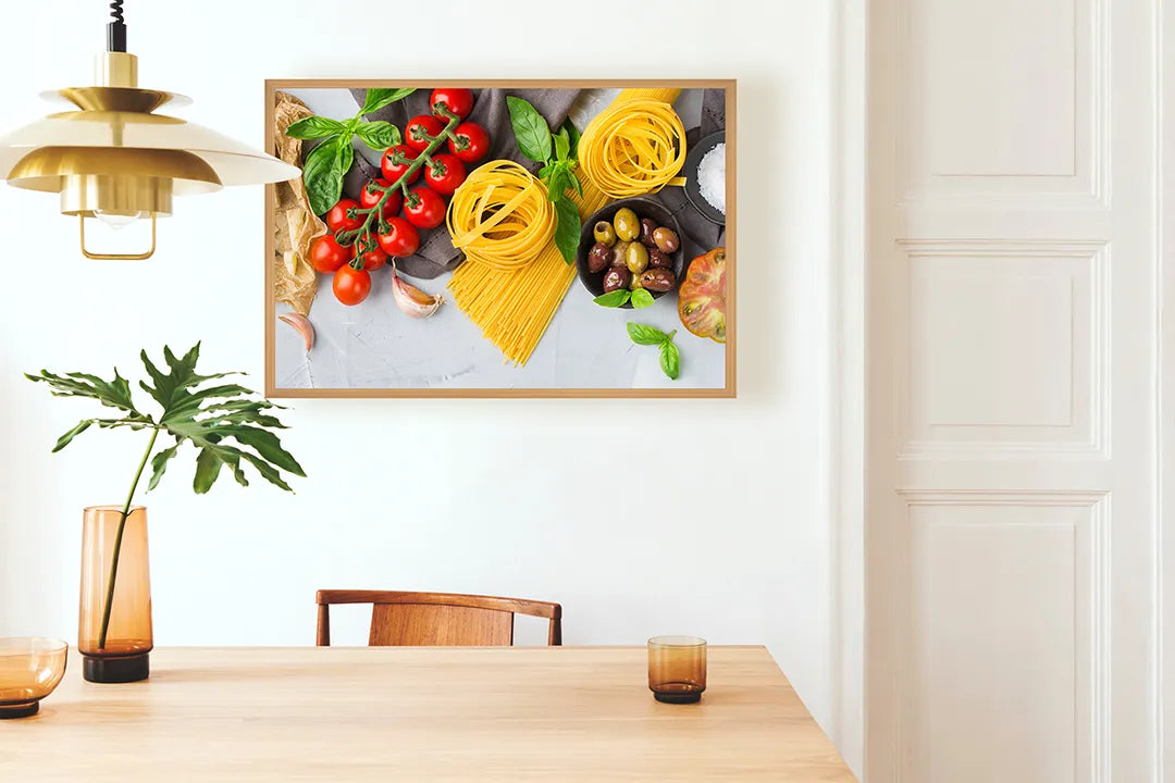 Metall Magnetboard mit hochwertigem Pasta Ingrediënten Und Tomaten Design