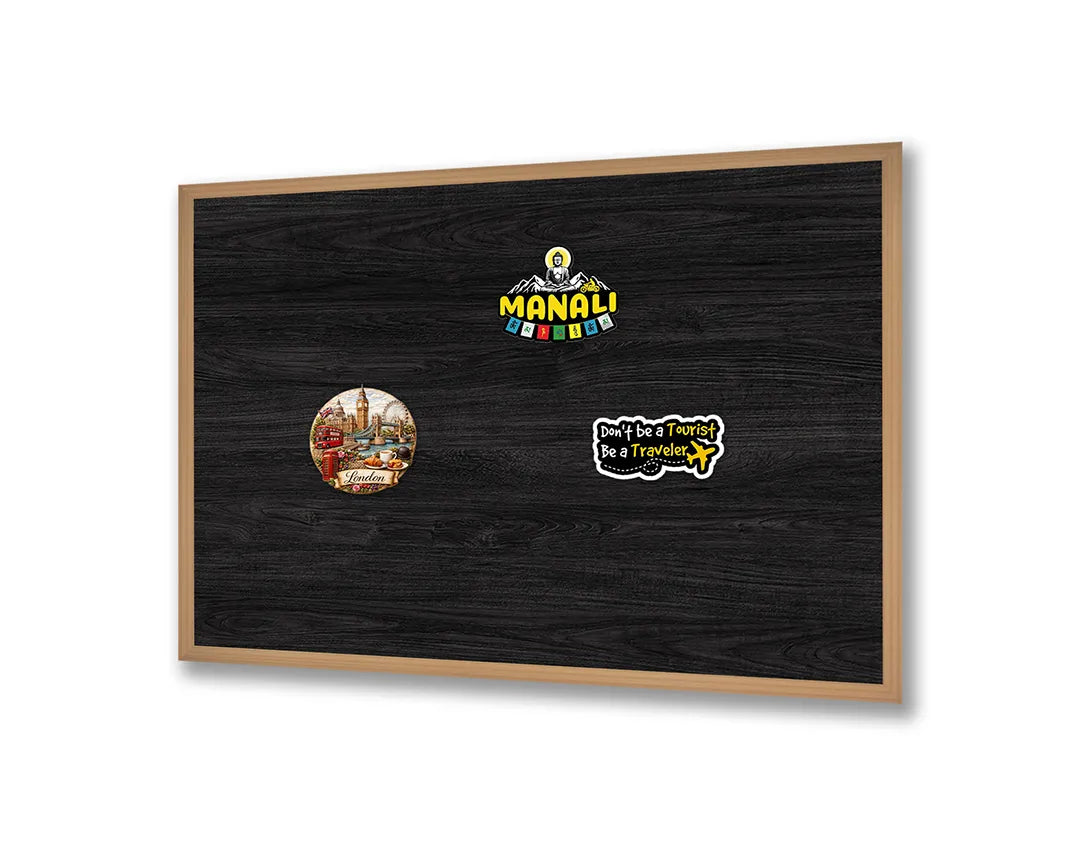 Metall Magnetboard mit hochwertigem Dunkel Schwarz Hölzerne Paneel Design