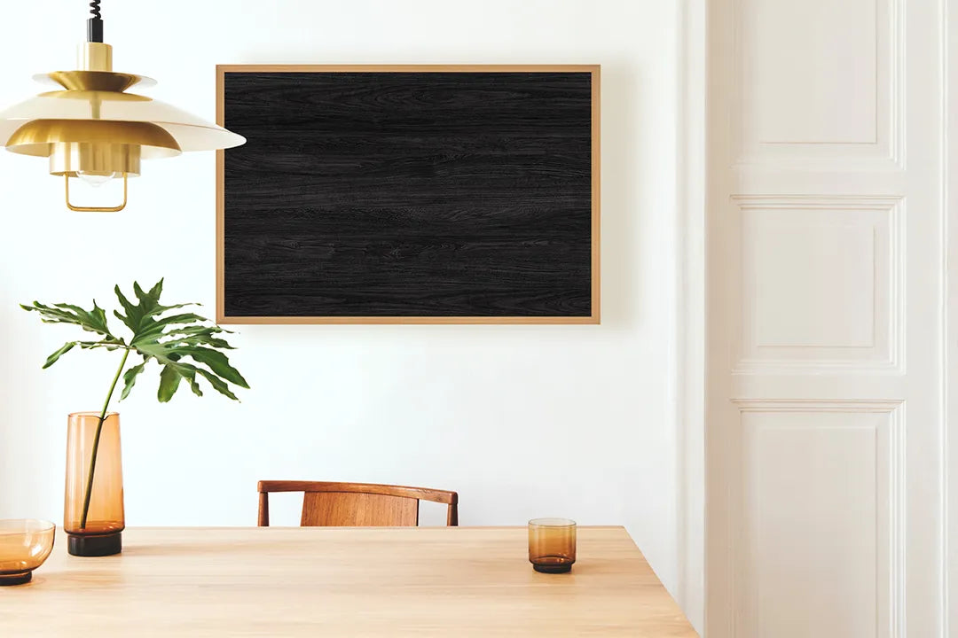 Metall Magnetboard mit hochwertigem Dunkel Schwarz Hölzerne Paneel Design