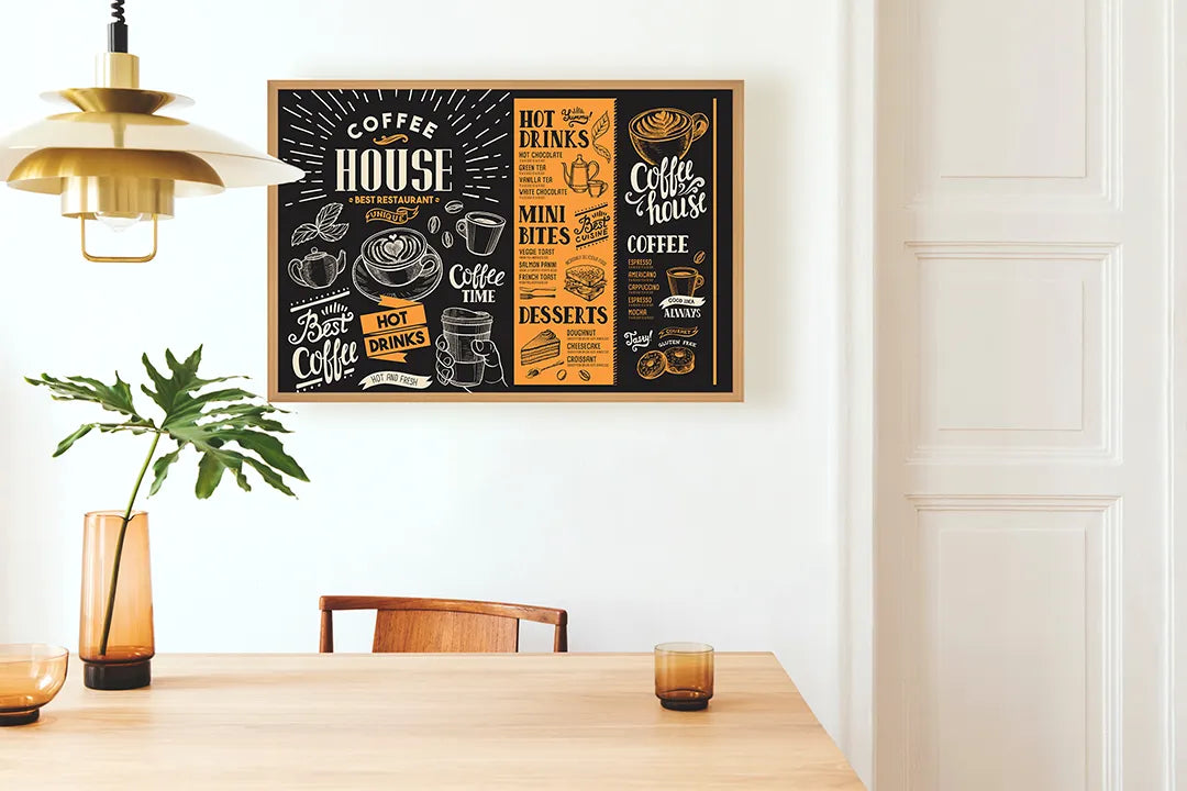 Metall Magnetboard mit hochwertigem Koffiehuis Kreidetafel Menü Design
