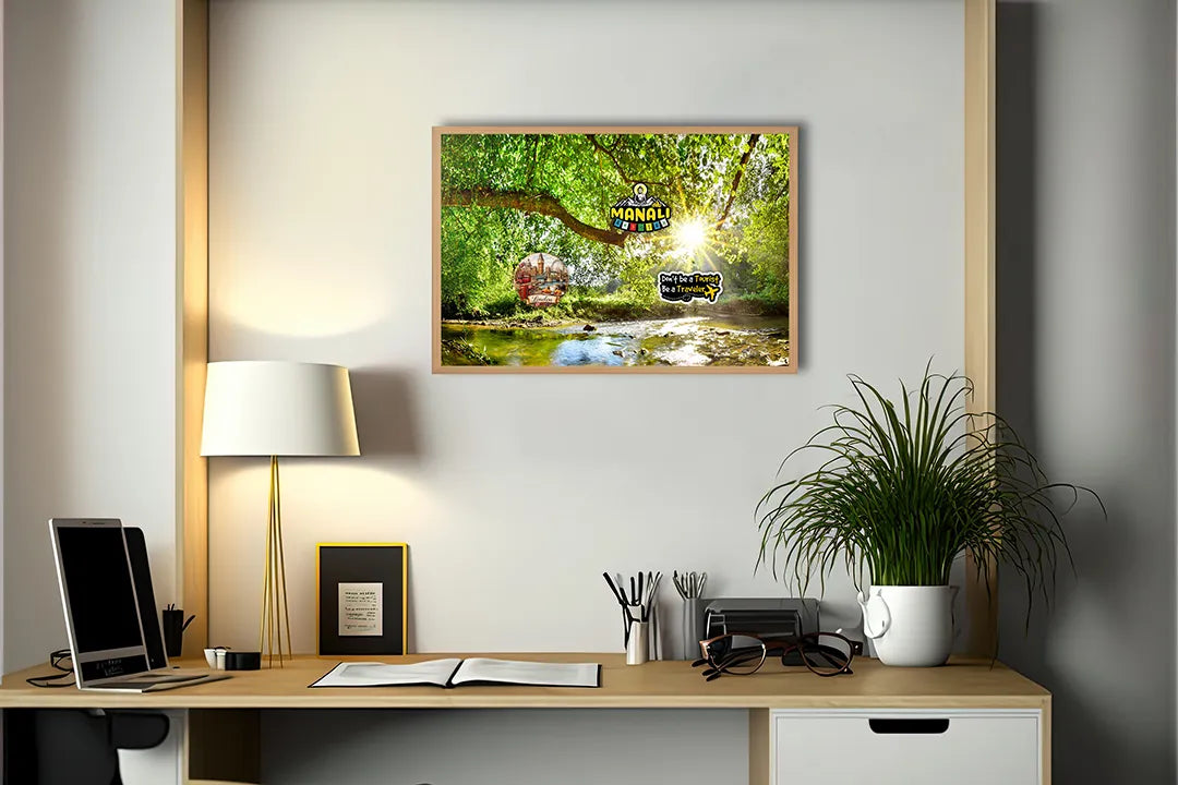 Metall Magnetboard mit hochwertigem Grün Wald Mit Sonnenstrahlen Design
