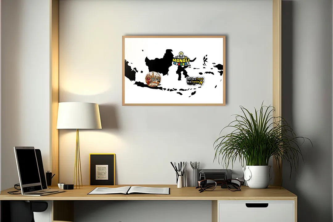 Metall Magnetboard mit hochwertigem Silhouette Landkarte Von Indonesië Design
