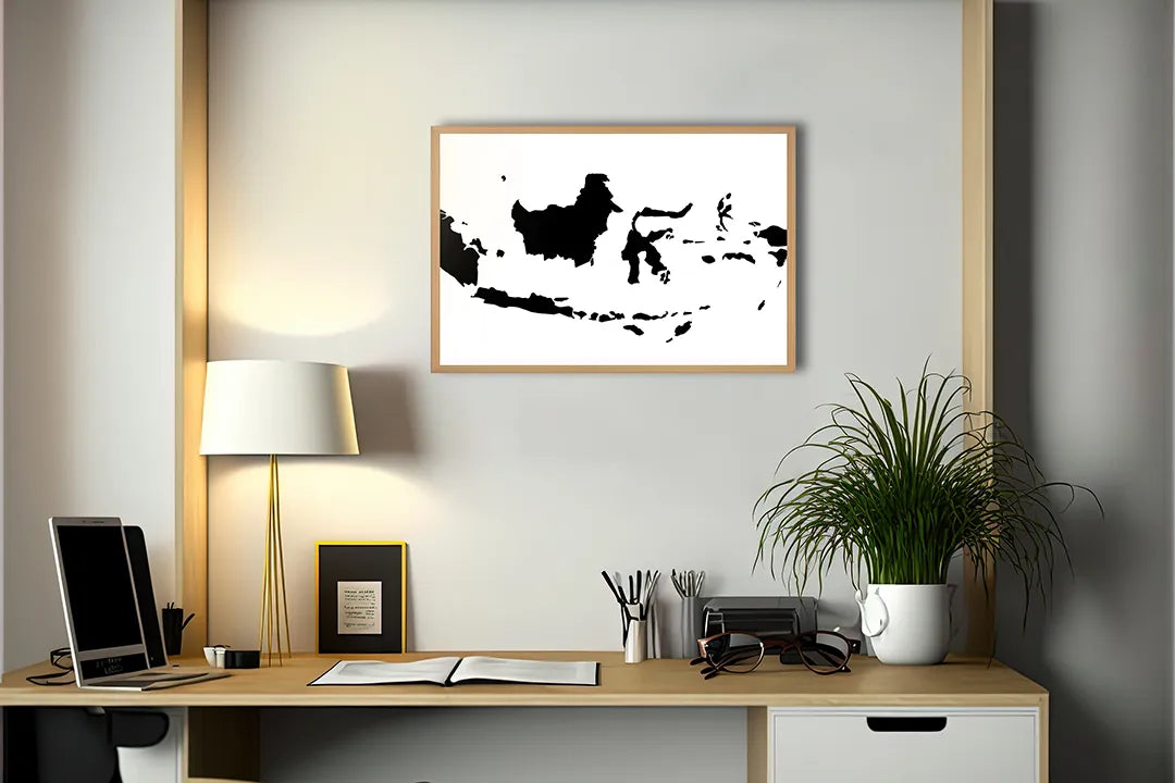 Metall Magnetboard mit hochwertigem Silhouette Landkarte Von Indonesië Design
