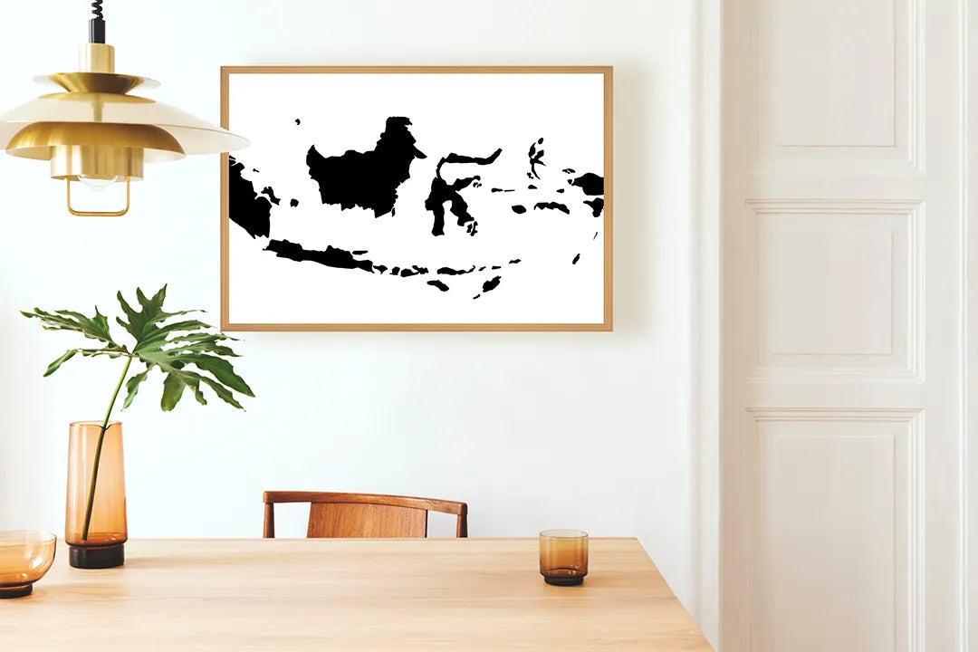 Metall Magnetboard mit hochwertigem Silhouette Landkarte Von Indonesië Design