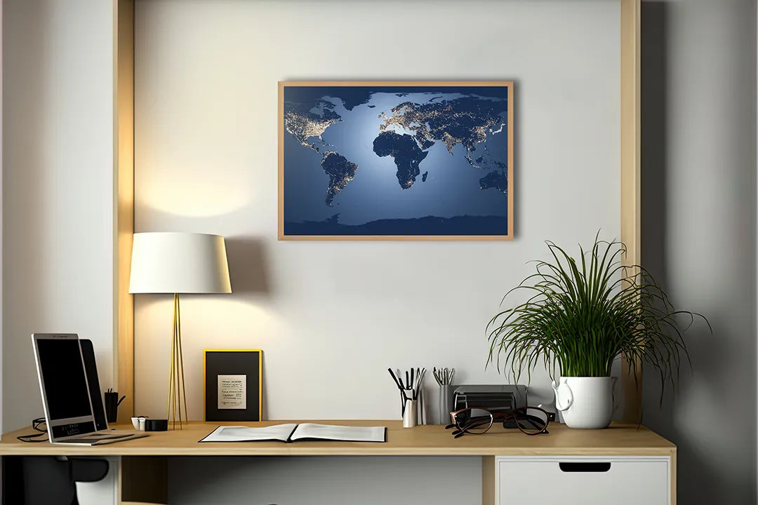 Metall Magnetboard mit hochwertigem Nachtkaart Von Der Erde Mit Lichter Design