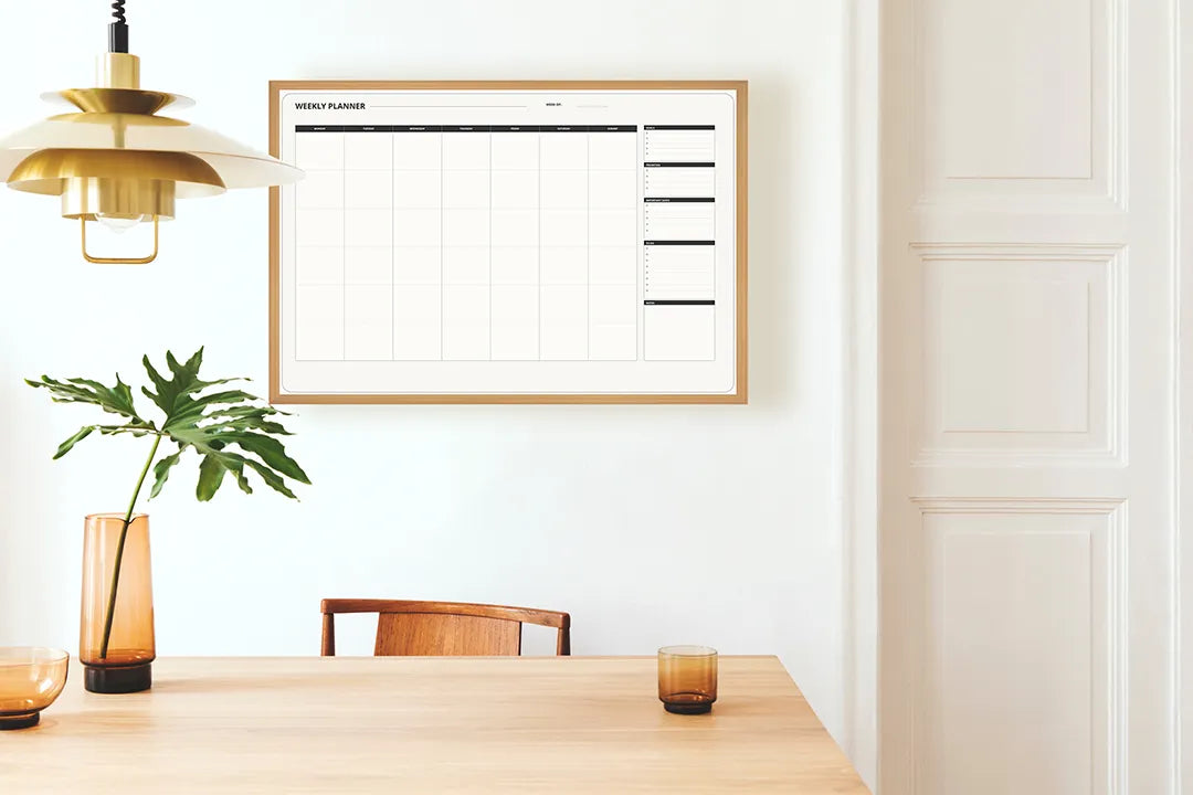Metall Magnetboard mit hochwertigem Blanco Kalender week Variante Design