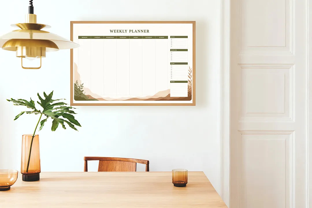 Metall Magnetboard mit hochwertigem Graue Planer mit Pflänzchen Design