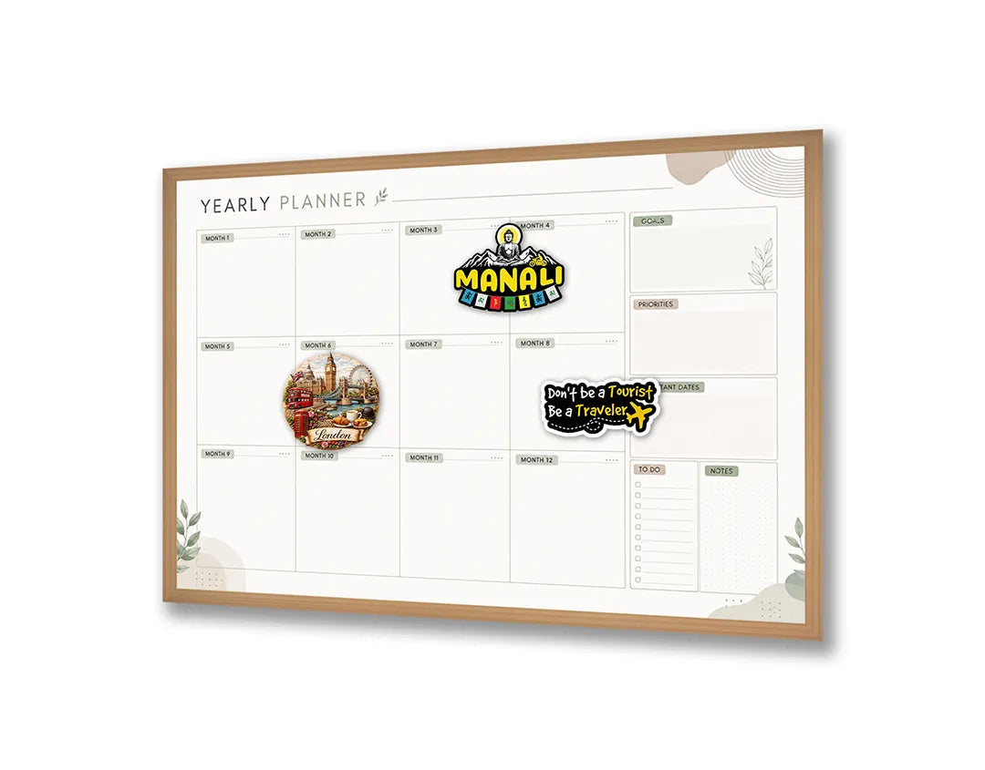 Metall Magnetboard mit hochwertigem Botanische Monatsplaner Design
