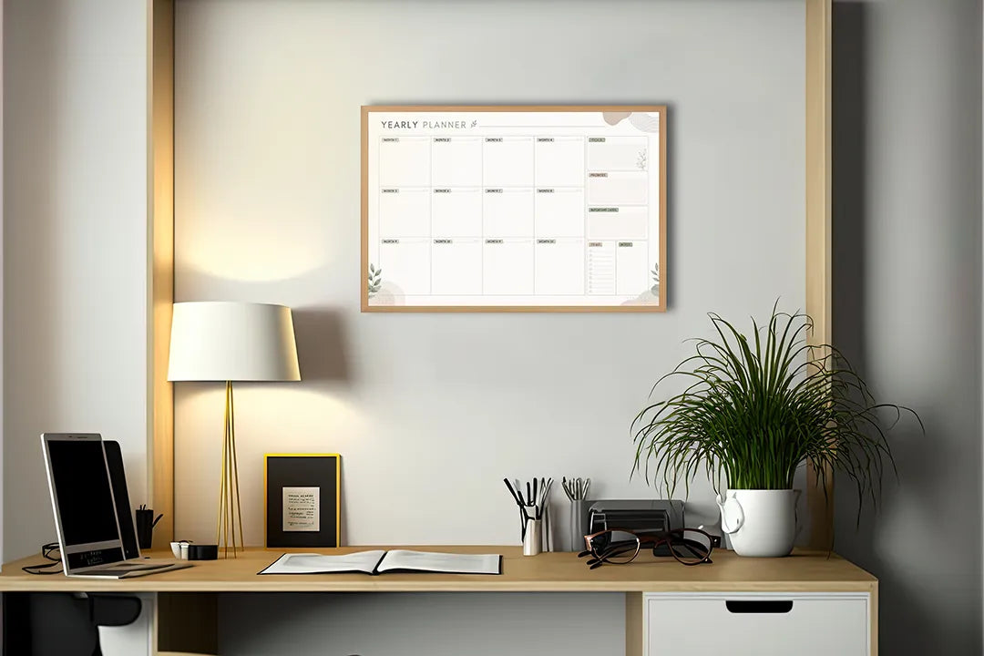 Metall Magnetboard mit hochwertigem Botanische Monatsplaner Design