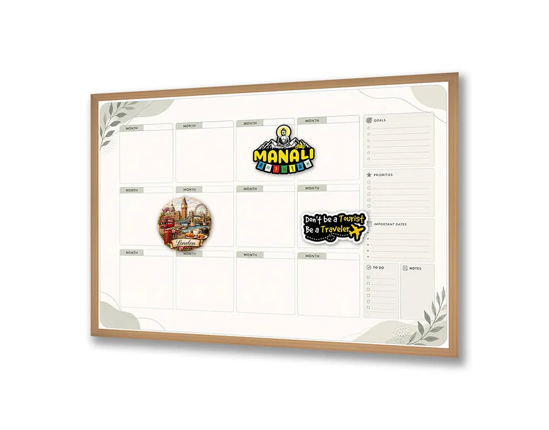 Metall Magnetboard mit hochwertigem Minimalistische Monatsplaner Design