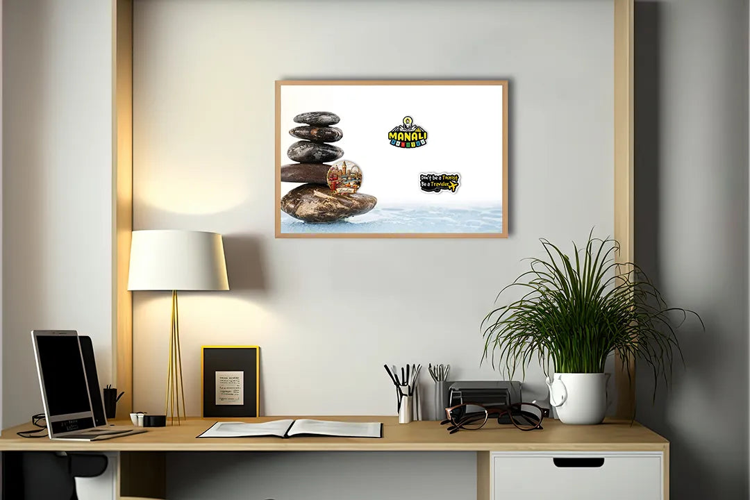 Metall Magnetboard mit hochwertigem Zen Steine auf das Wasser Design