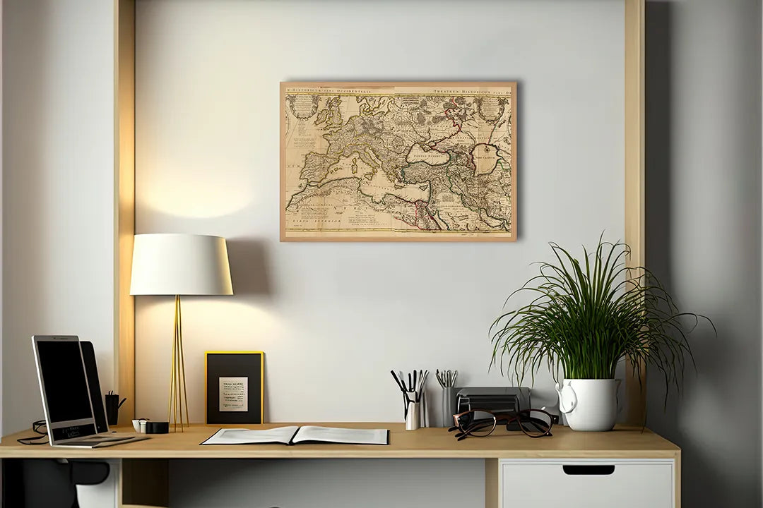 Metall Magnetboard mit hochwertigem Klassische Sepia Weltkarte Design