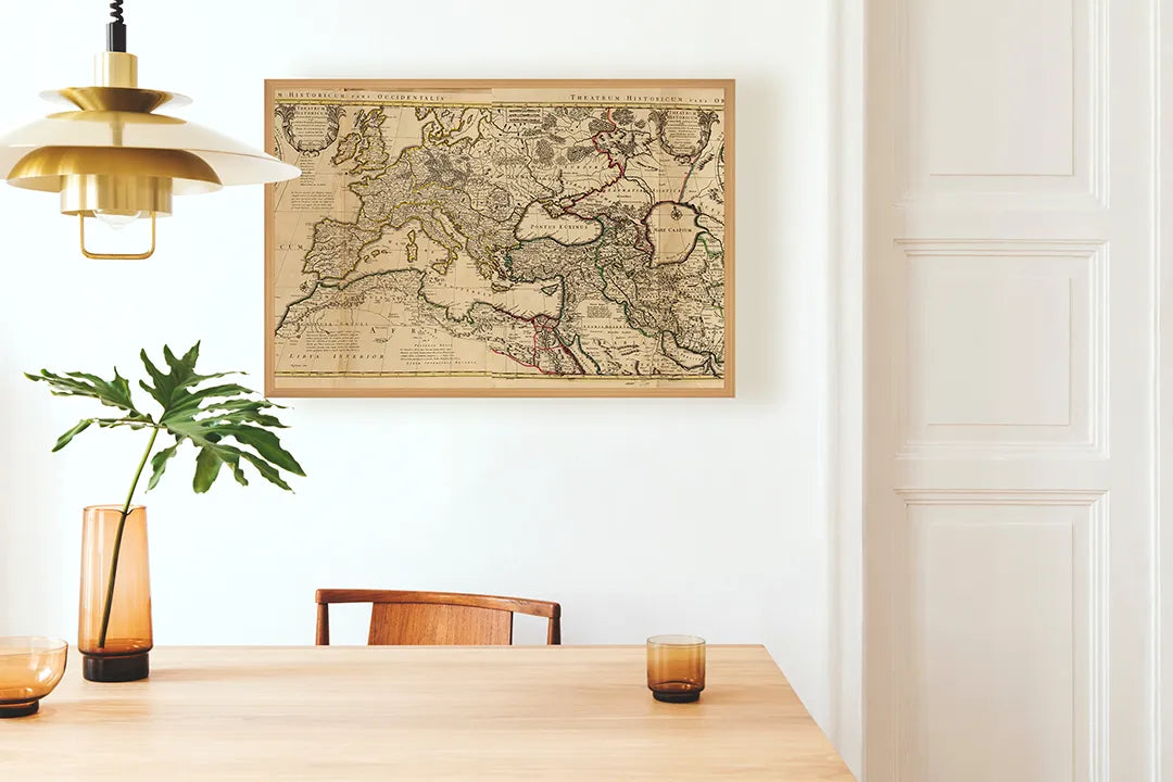 Metall Magnetboard mit hochwertigem Klassische Sepia Weltkarte Design