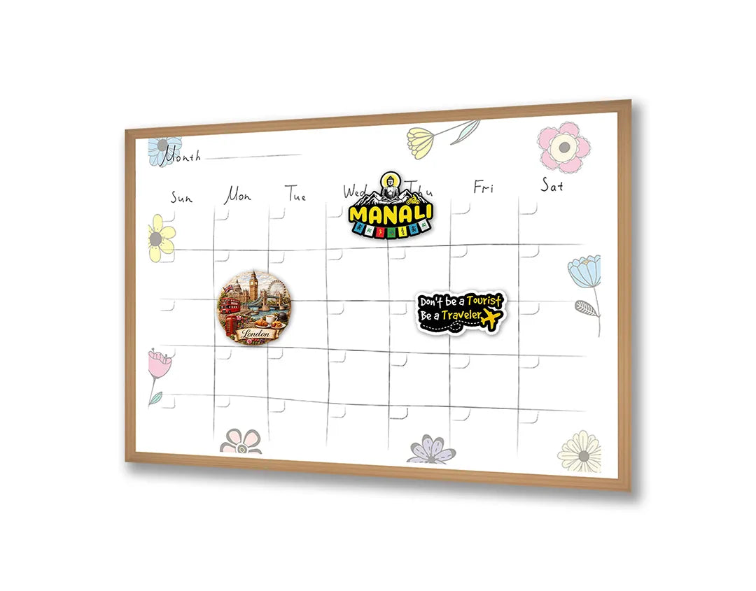Metall Magnetboard mit hochwertigem Monatsplaner Blumen Design