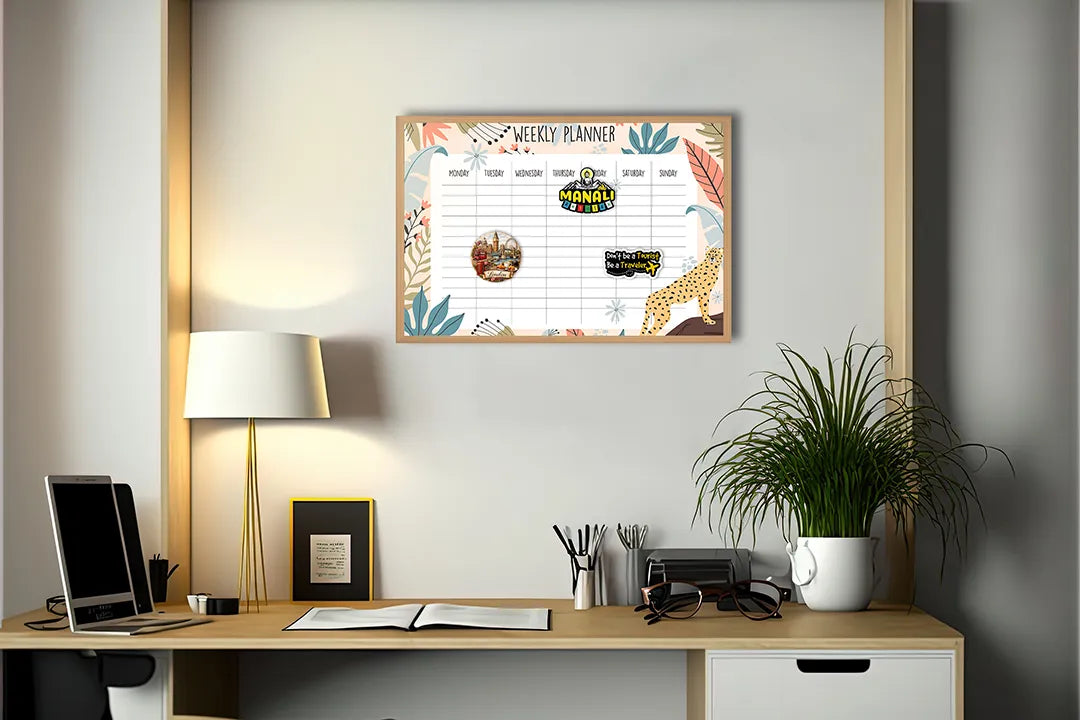 Metall Magnetboard mit hochwertigem Wochenplaner herfst Design