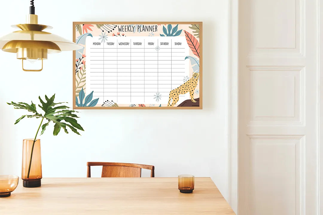 Metall Magnetboard mit hochwertigem Wochenplaner herfst Design