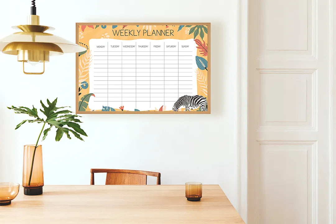 Metall Magnetboard mit hochwertigem Wochenplaner orange Design