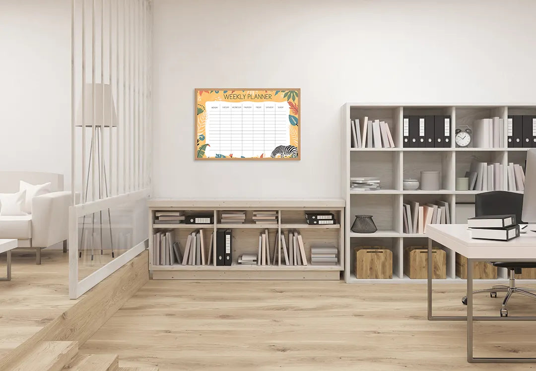 Metall Magnetboard mit hochwertigem Wochenplaner orange Design
