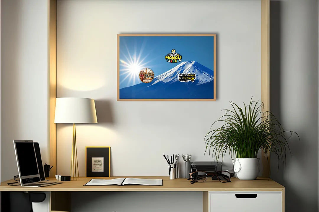 Metall Magnetboard mit hochwertigem Mount fuji sneeuw Design