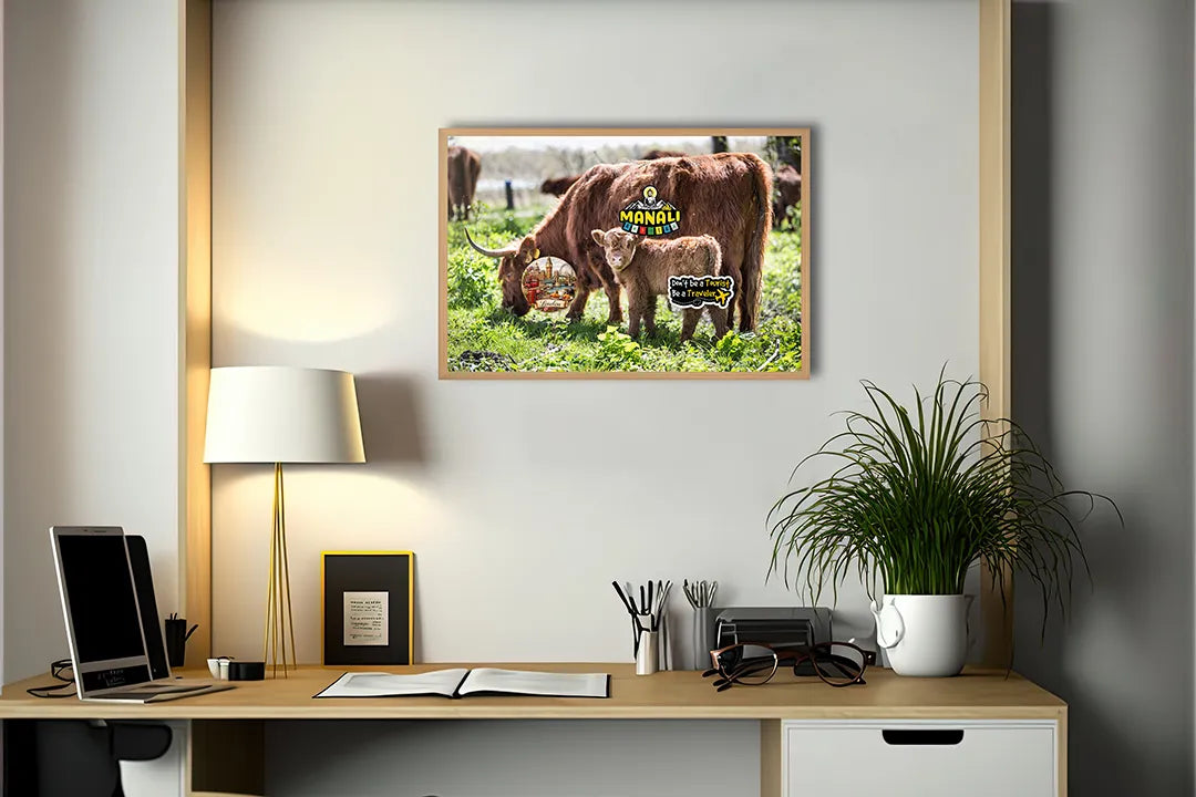 Metall Magnetboard mit hochwertigem Schotse Hooglanders in das Grün Design