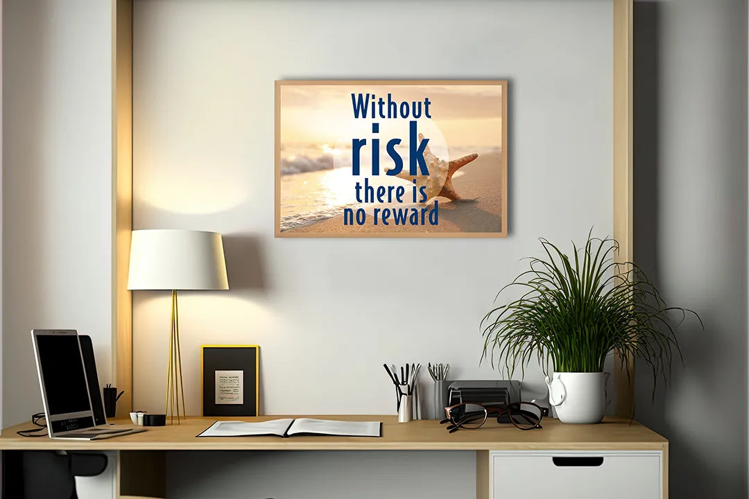 Metall Magnetboard mit hochwertigem Without risk Text Strand Design