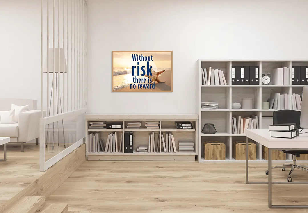 Metall Magnetboard mit hochwertigem Without risk Text Strand Design