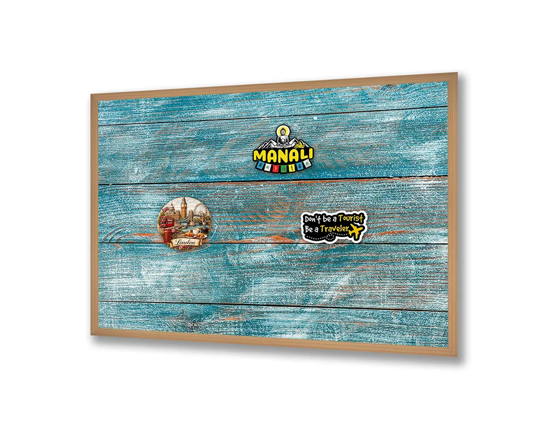 Metall Magnetboard mit hochwertigem Blau Holz Textur Design