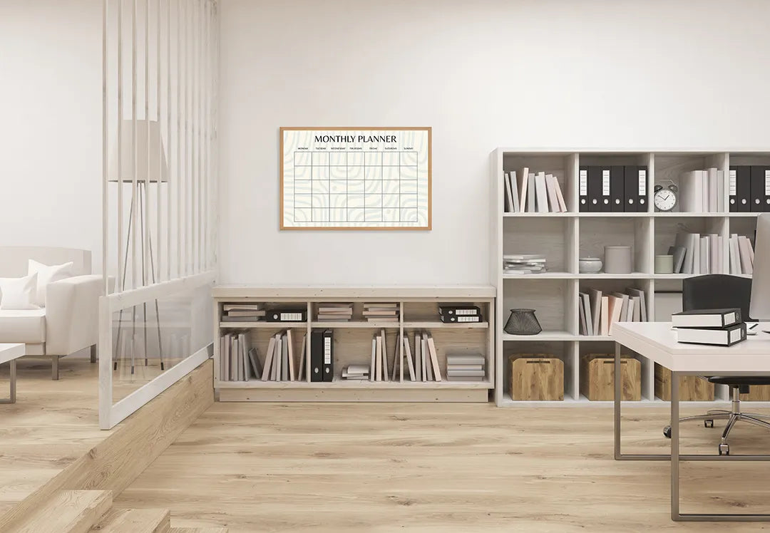 Metall Magnetboard mit hochwertigem Monatsplaner Raster Design