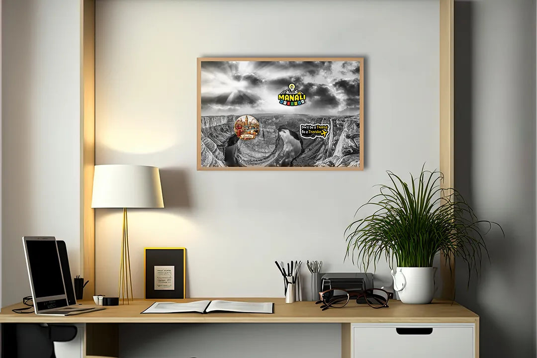 Metall Magnetboard mit hochwertigem Grand canyon schwarz weiß Design