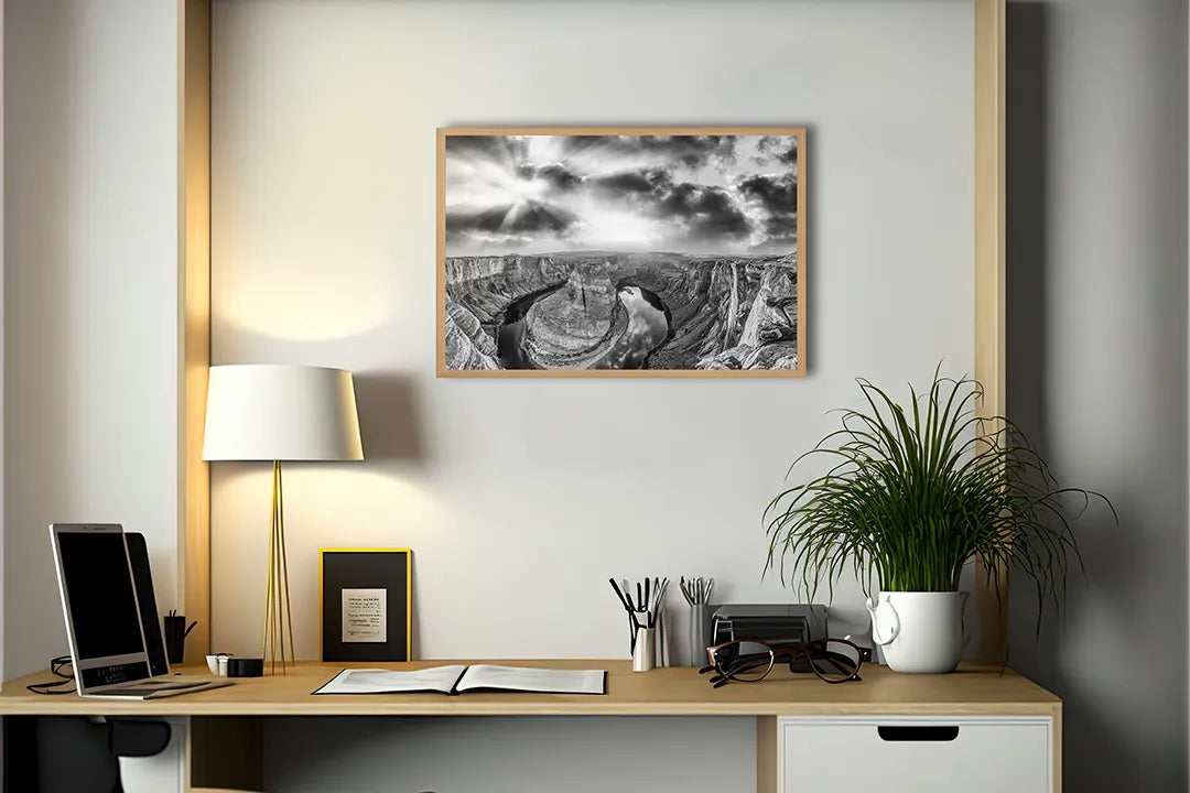 Metall Magnetboard mit hochwertigem Grand canyon schwarz weiß Design