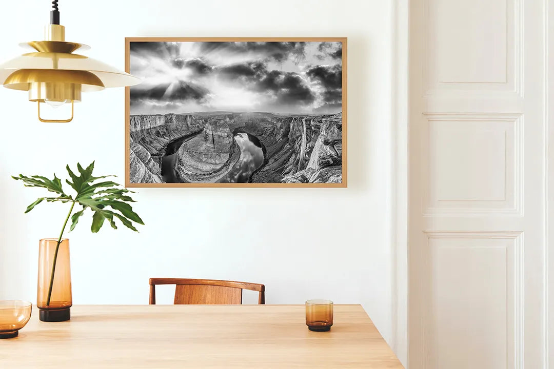 Metall Magnetboard mit hochwertigem Grand canyon schwarz weiß Design