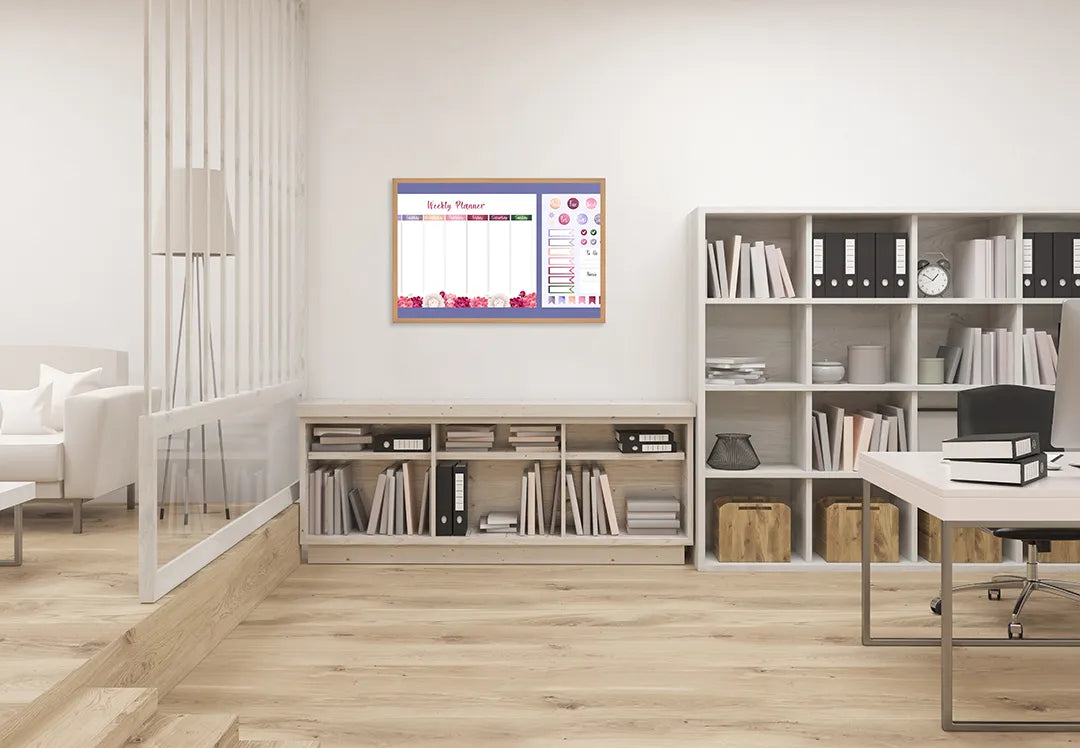 Metall Magnetboard mit hochwertigem Wochenplaner bunt Design