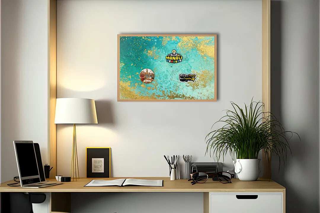 Metall Magnetboard mit hochwertigem Goudgroen Marmor Design