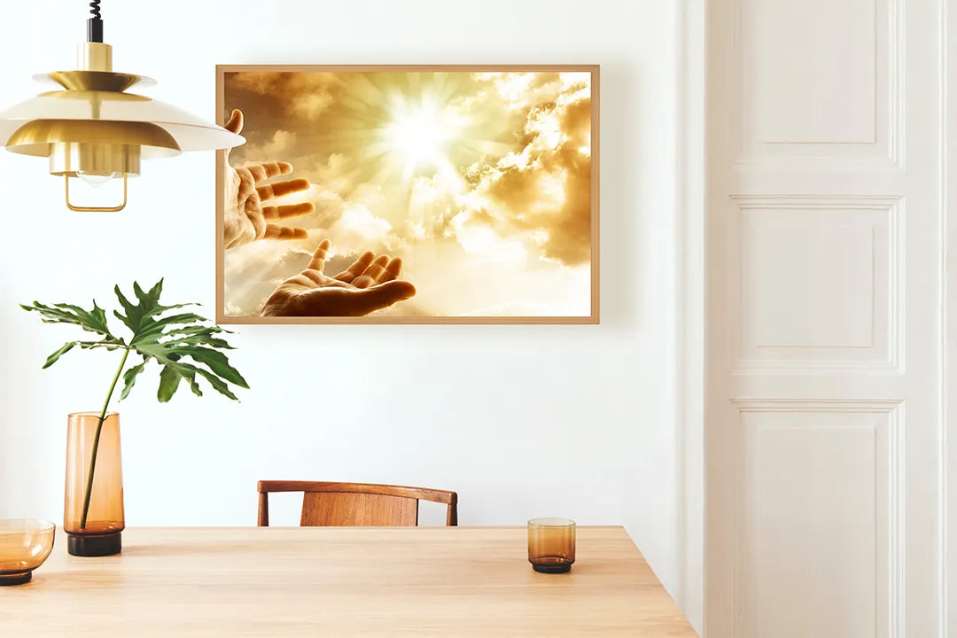 Metall Magnetboard mit hochwertigem Hände Reikend Naar Der Zon Design