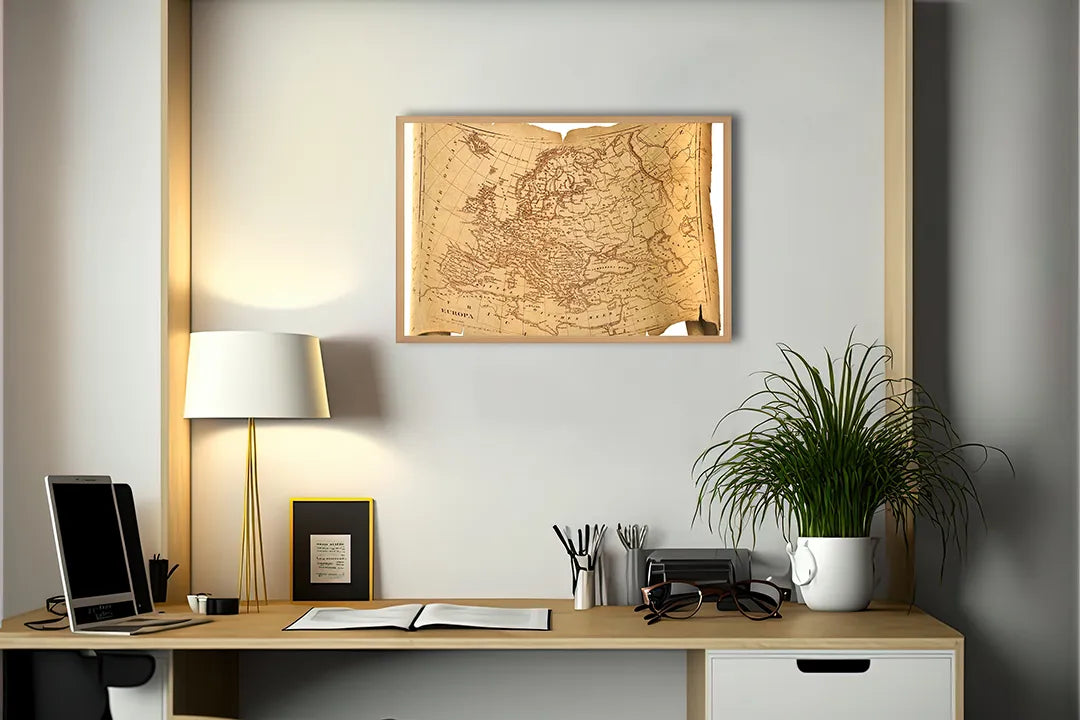 Metall Magnetboard mit hochwertigem Alte Weltkarte antiek Design