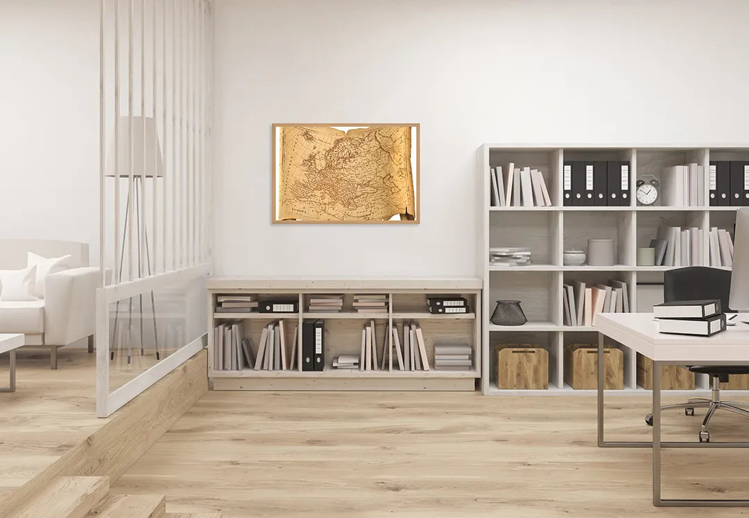 Metall Magnetboard mit hochwertigem Alte Weltkarte antiek Design