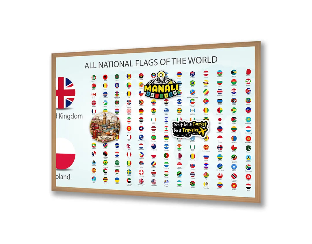 Metall Magnetboard mit hochwertigem Wereldvlaggen poster Design