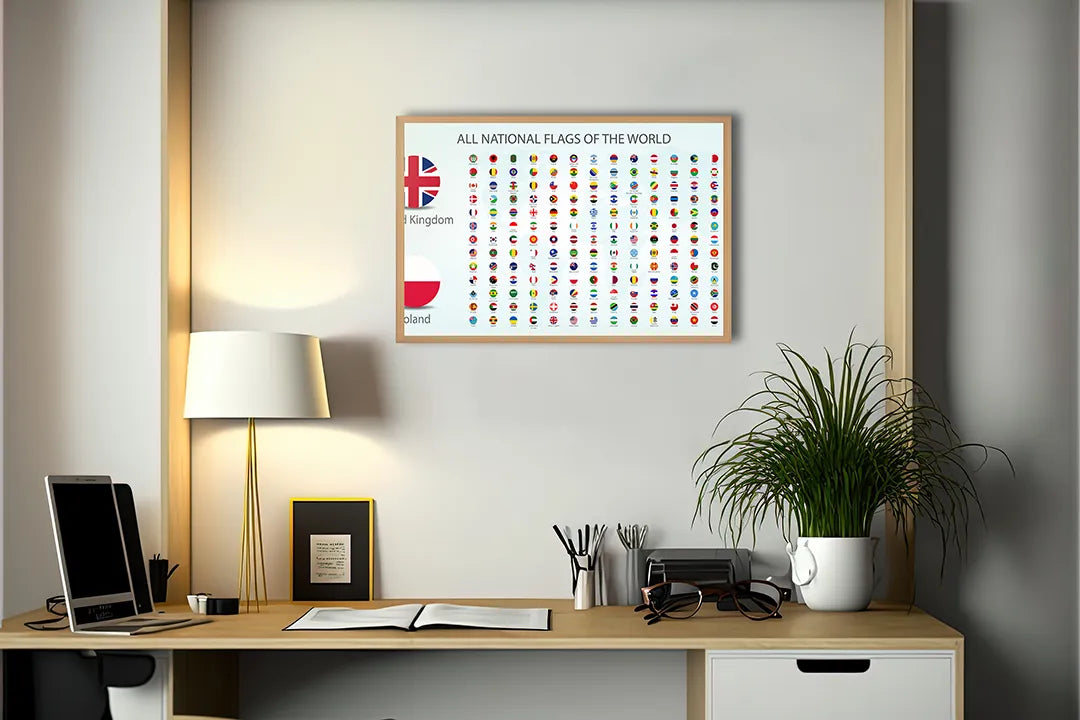 Metall Magnetboard mit hochwertigem Wereldvlaggen poster Design