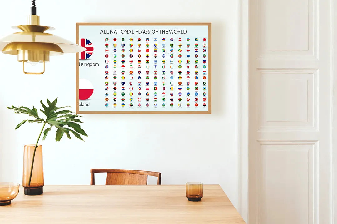 Metall Magnetboard mit hochwertigem Wereldvlaggen poster Design