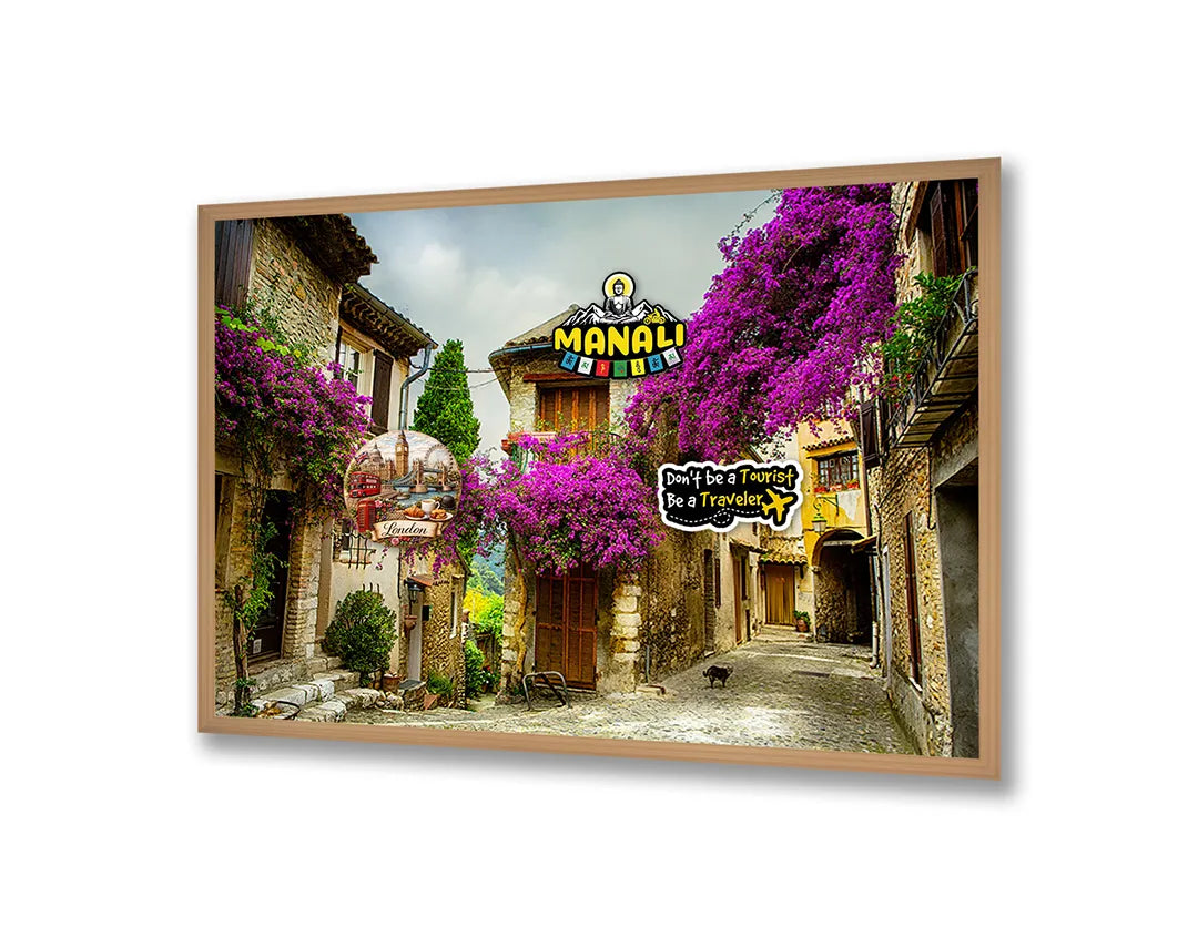 Metall Magnetboard mit hochwertigem Rosa Blumen In Ein Alte Straat Design