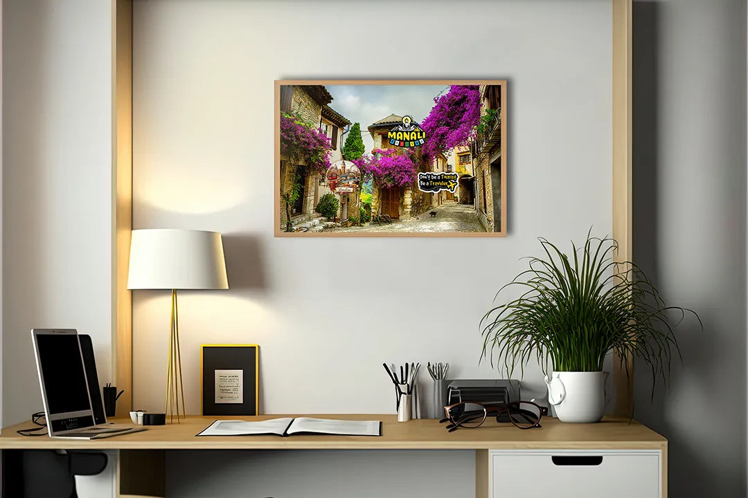 Metall Magnetboard mit hochwertigem Rosa Blumen In Ein Alte Straat Design