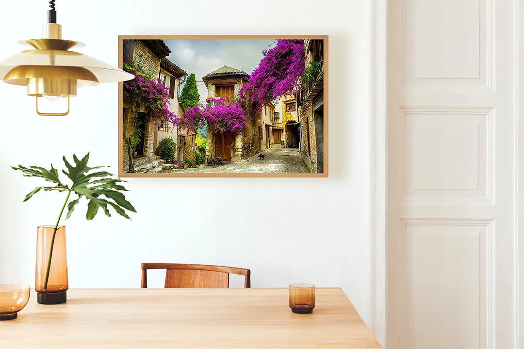Metall Magnetboard mit hochwertigem Rosa Blumen In Ein Alte Straat Design
