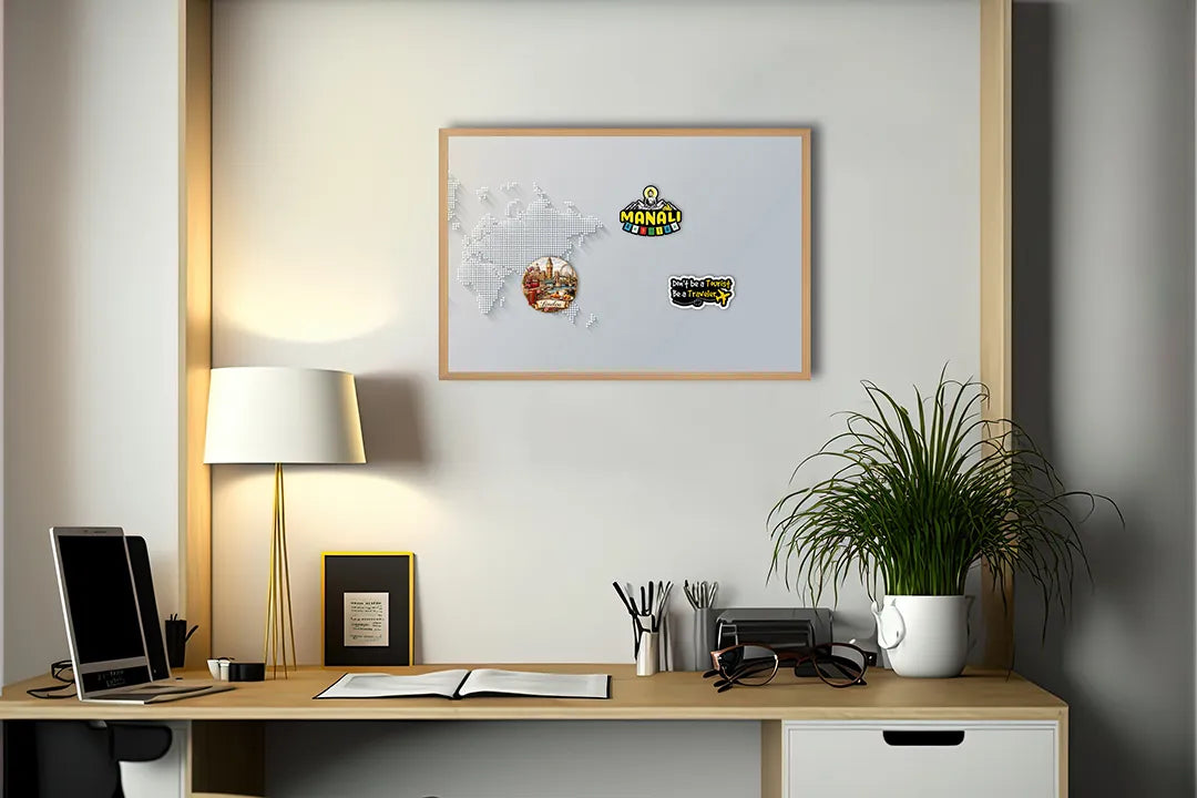 Metall Magnetboard mit hochwertigem Weltkarte grijs 3d Design