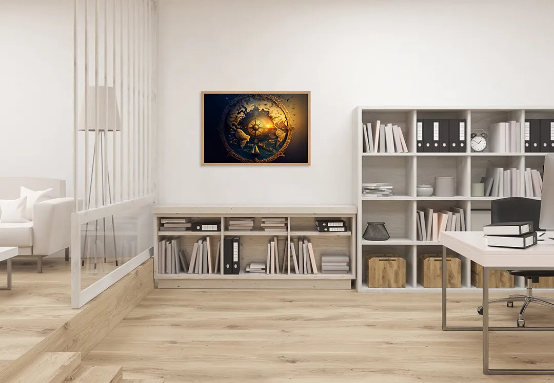 Metall Magnetboard mit hochwertigem Kompass ster in ruimte Design