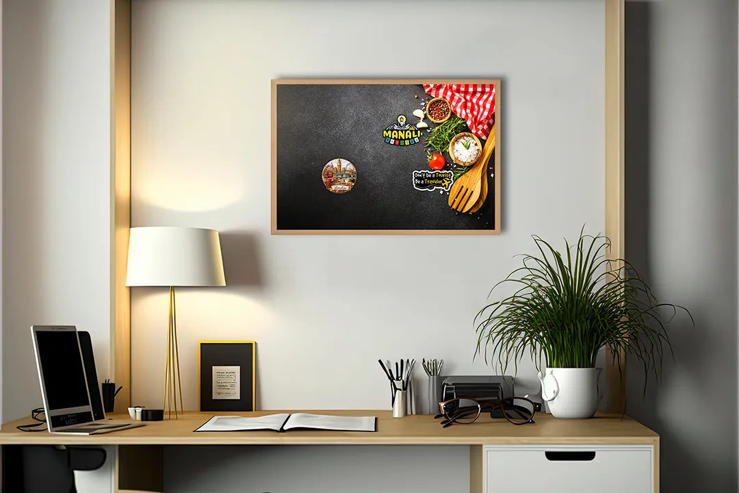 Metall Magnetboard mit hochwertigem Hölzerne kookgerei und tomaten Design