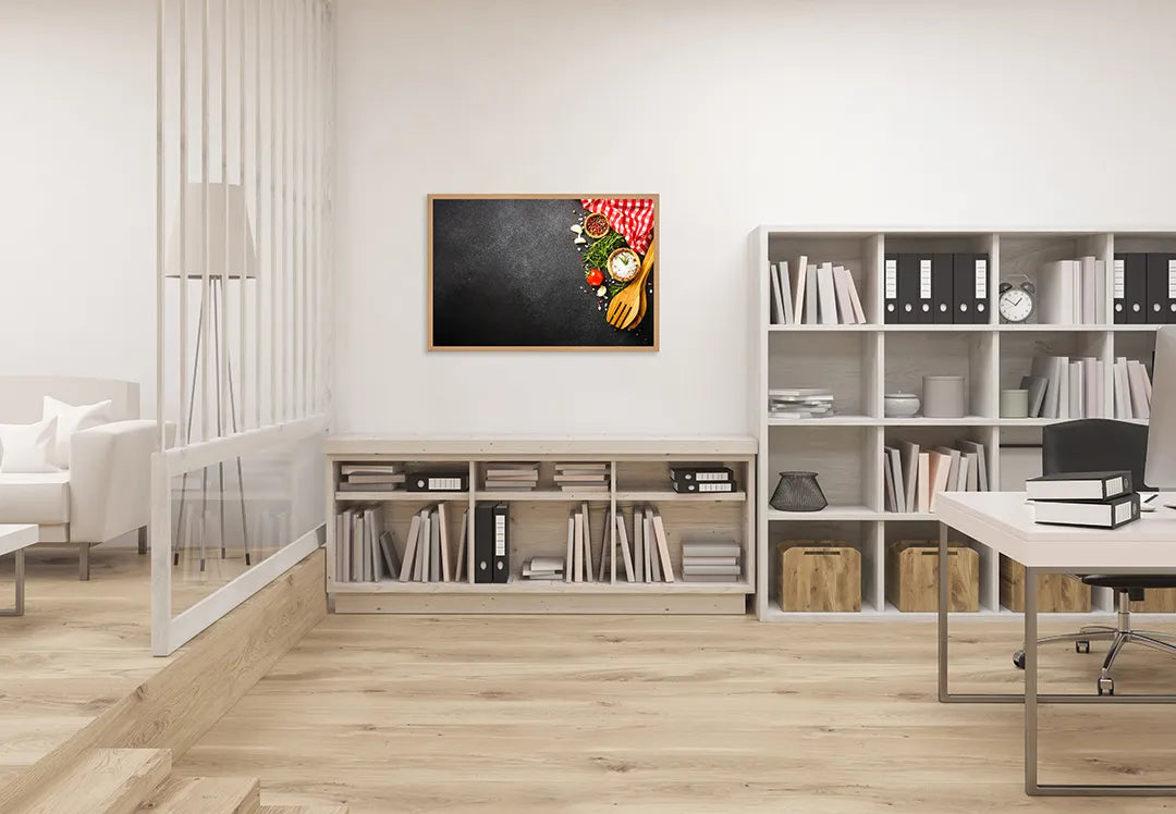 Metall Magnetboard mit hochwertigem Hölzerne kookgerei und tomaten Design
